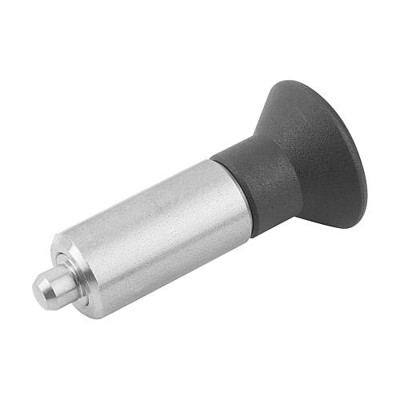 KIPP - ARRETIERBOLZEN OHNE RASTNUT GR.1, FORM:L, EDELSTAHL GEHÄRTET, KOMP:THERMOPLAST SCHWARZGRAU RAL7021