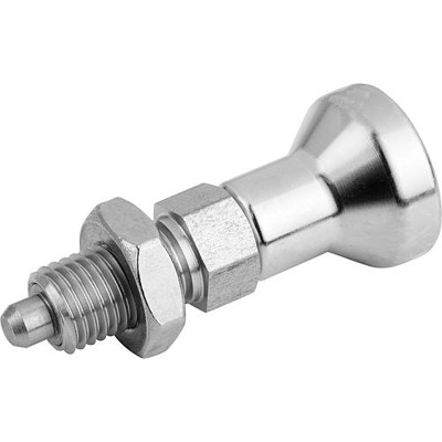 KIPP - ARRETIERBOLZEN GR.0 D1=M08X1, D=4, FORM:B O.RASTNUT, M.KONTERMUTTER, EDELSTAHL 1.4305 UNGEHÄRTET,