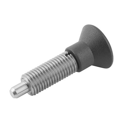 KIPP - ARRETIERBOLZEN OHNE RASTNUT GR.0 M08X1, FORM:G, EDELSTAHL GEHÄRTET, KOMP:THERMOPLAST SCHWARZGRAU RAL7021