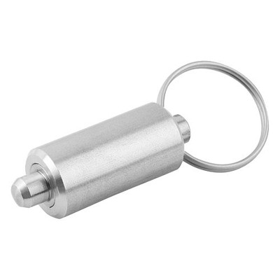 KIPP - ARRETIERBOLZEN OHNE BUND GR.3, D1=18, D=8, L=72, FORM:V MIT SCHLÜSSELRING OHNE RASTNUT, EDELSTAHL UNGEHÄRTET