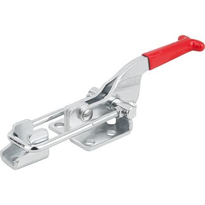 KIPP - BÜGELSPANNER HORIZONTAL, STANDARD MIT GEGENHALTER, FORM:B, F1=3000, STAHL VERZINKT, KOMP:KUNSTSTOFF ROT
