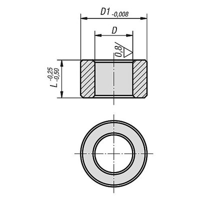 KIPP - ZENTRIERBUCHSE GÜTE I, D=13, T=+0,005 BIS +0,018, L=20, WÄLZLAGERSTAHL GEHÄRT...