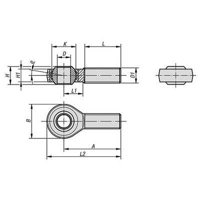 KIPP - GELENKKOPF DIN ISO 12240-1 MIT GLEITLAGERUNG M10X26, D=10 RECHTSGEWINDE, AUTOM.STAHL VERZINKT,