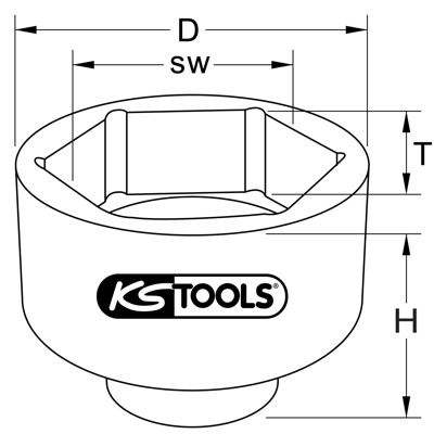 KSTOOLS® - 1" Achsmuttern-Schlüssel, 8-kant, kurz, 160 mm