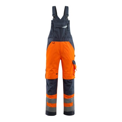 MASCOT® - Newcastle Latzhose mit Knietaschen - SAFE SUPREME - hi-vis Orange/Schwarzblau, Gr. 76C48