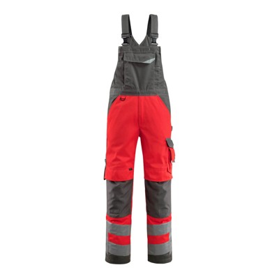 MASCOT® - Newcastle Latzhose mit Knietaschen - SAFE SUPREME - hi-vis Rot/Dunkelanthrazit, Gr. 82C54
