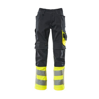 MASCOT® - Leeds Hose mit Knietaschen SAFE SUPREME, Schwarzblau/hi-vis Gelb, Größe 82C60