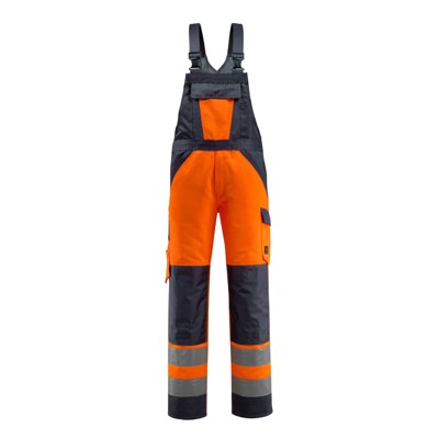 MASCOT® - Gosford Latzhose mit Knietaschen - SAFE LIGHT - hi-vis Orange/Schwarzblau, Gr. 76C56