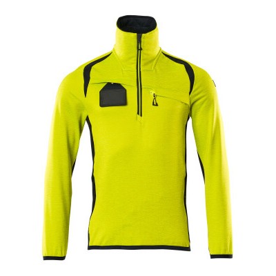 MASCOT® - Fleecepullover mit kurzem Reißverschluss - ACCELERATE SAFE - hi-vis Gelb/Schwarzblau, Gr. M