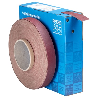 PFERD - Korund Schleifbandrolle Gewebe SBR Breite 25 mmxLänge 50m A180 für universelle Anwendung