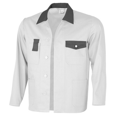 qualitex® - Arbeitsjacke basic 2-farbig weiß/grau Größe 58