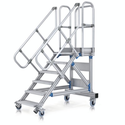 ZARGES - Treppe 5 Stufen, 45°, Stufenbreite 800mm, beidseitiger Handlauf