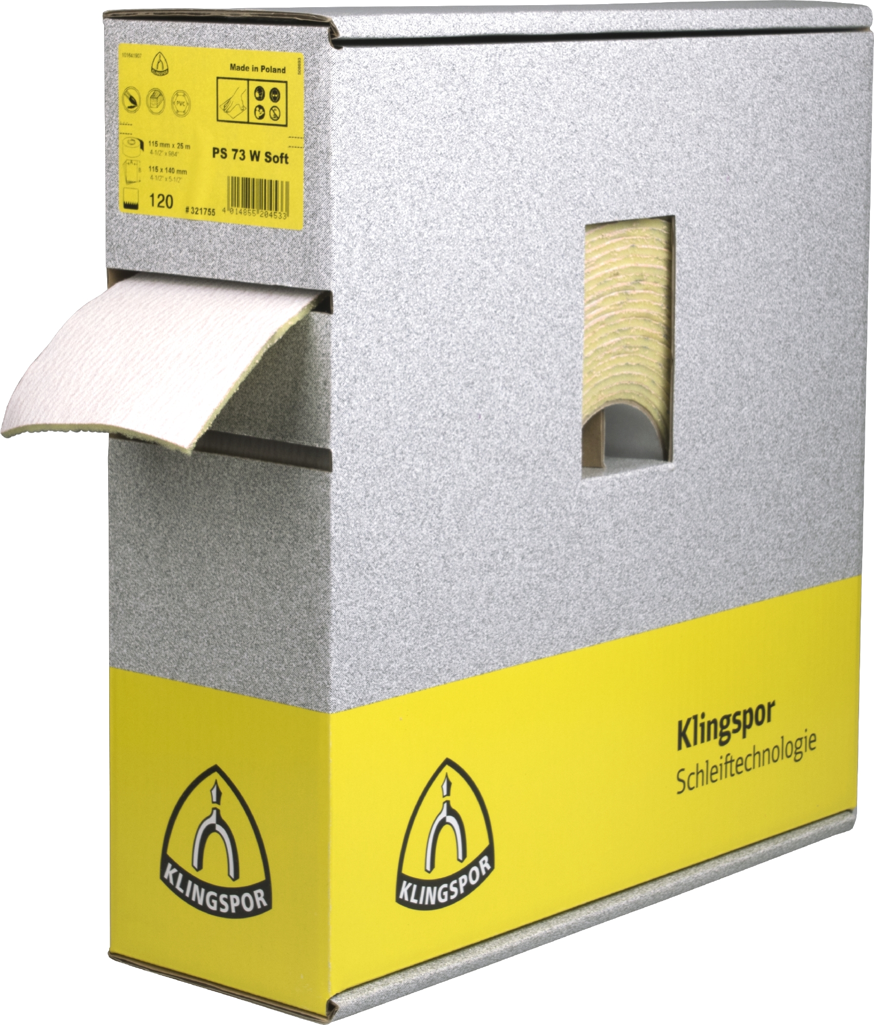 KLINGSPOR Schleifpapier mit Schaumstoffbeschichtung PS 73 CWF