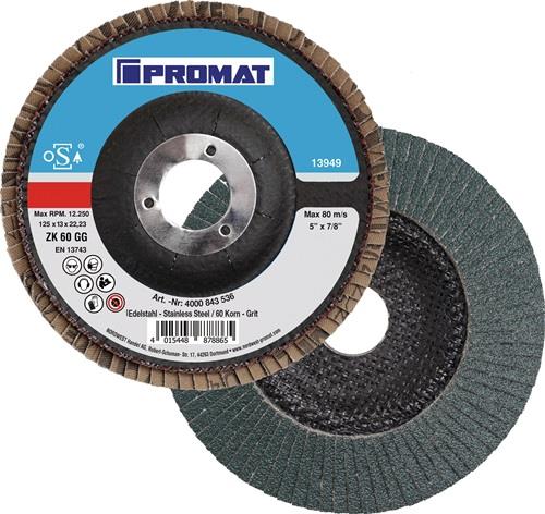 PROMAT Fächerscheibe D.125mm K.60 fl.INOX ZK PROMAT