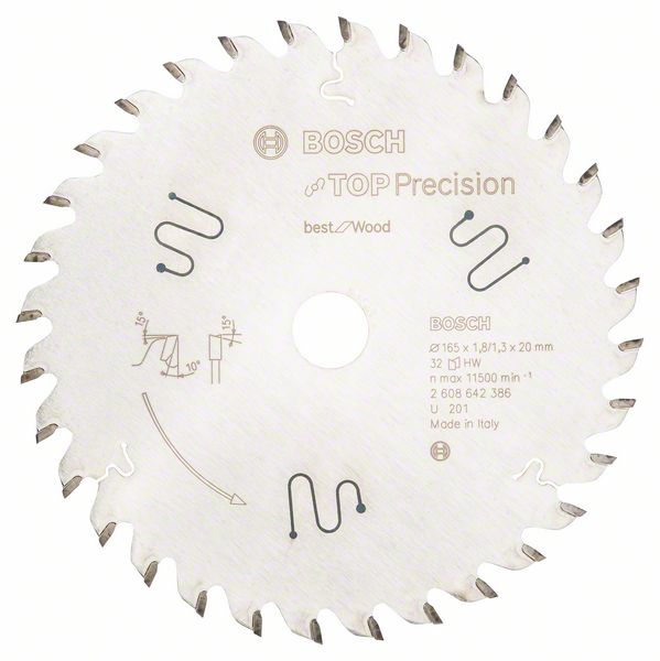 BOSCH Kreissägeblatt Top Precision Best for Wood, 165 x 20 x 1,8 mm, 32