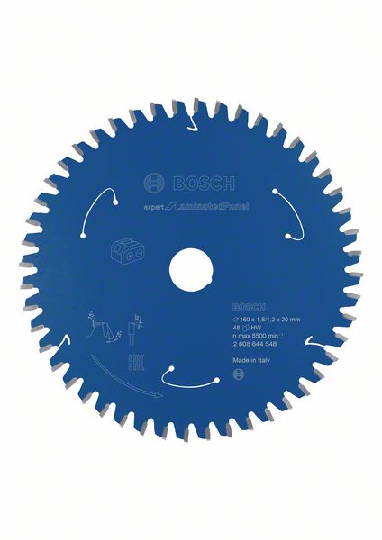 BOSCH Akku-Kreissägeblatt Expert for Laminated Panel, 160 x 1,8/1,2 x 20, 48 Zähne