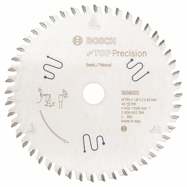 BOSCH Kreissägeblatt Top Precision Best for Wood, 165 x 20 x 1,8 mm, 48