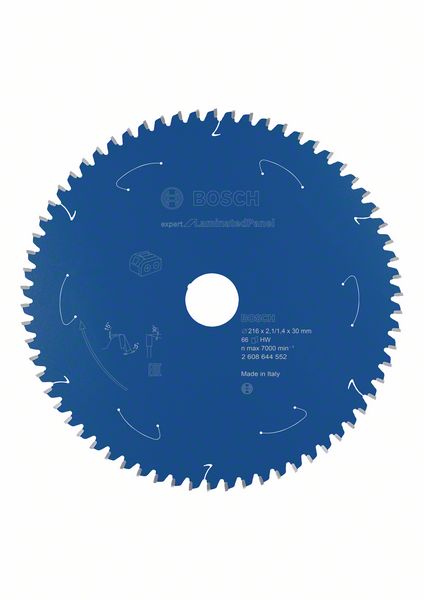 BOSCH Akku-Kreissägeblatt Expert for Laminated Panel, 216 x 2,1/1,4 x 30, 66 Zähne