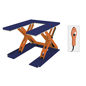 Flachform-Hubtisch, U-Form, Plattformbreite 1180 mm, Handbedienelement.