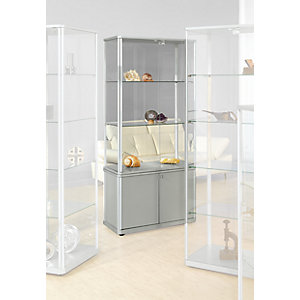 Design-Vitrine, mit Unterschrank, HxBxT 1800 x 820 x 420 mm, mit LED-Beleuchtung.