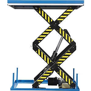 Doppelscheren-Hubtisch, stationär, Tragfähigkeit 1000 kg, Betriebsspannung 230 V.