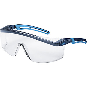 Bügelschutzbrille atrospec 2.0, kratzfest, schwarz/blau.