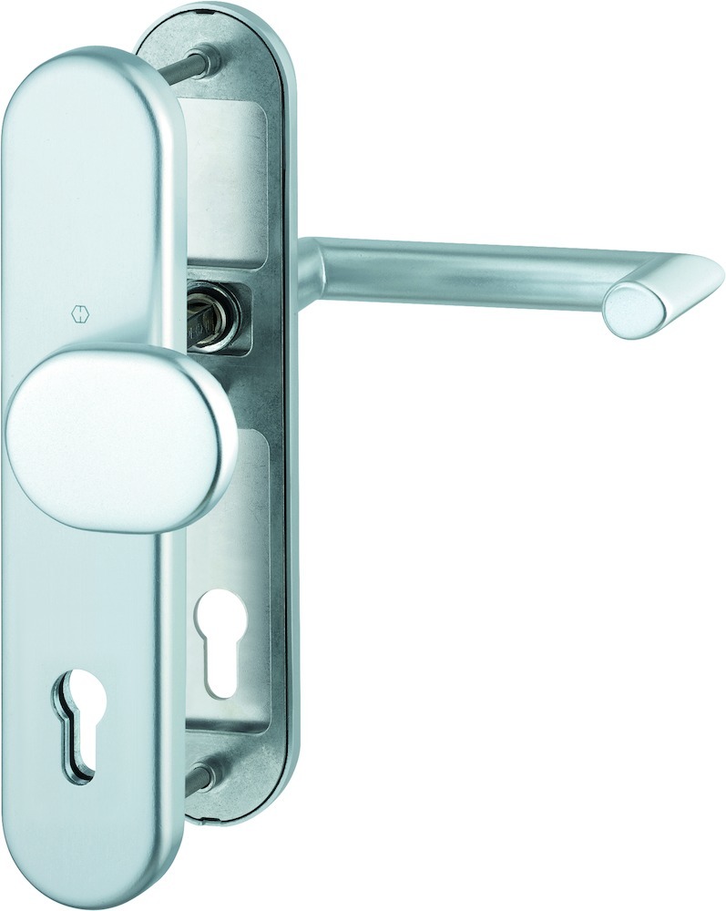HOPPE® FH Schutz-Wechselgarnitur mit Langschild Stockholm FS-86G/3331/3310/1141F, Aluminium, 11738030